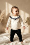 Nora Marine Sailor Collared Black-Cream Baby Set - Soft Textured Cotton Black Bottom and Top Combination - 3