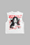 تي شيرت أبيض مطبوع عليه Yearbook Megan Fox بدون أكمام - 5