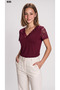 New Season Women's Short Sleeve V-Neck Lace Viscose Blouse - 5