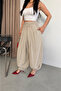Women's Beige Pocket Modal Parachute Pants