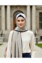 Ecru Navy Blue Polka Dot Women's Shawl Spotted Minimal Pattern Daily Shawl - 6