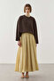 Basic Long Sleeve T-Shirt with Front Stitching in Brown - 7