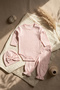 Lulla 100% Cotton Pink Heart Patterned 3-Piece Baby Set - Long Sleeve Snap Bodysuit and Ruffled Pants - 2