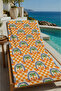 Orange Checkerboard Repeating Palm Tree Pattern 70X150 Beach Towel - Digital Printed Bath Towel