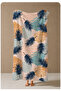 Beige Navy Blue Tropical Palm Leaf Patterned 70X150 Beach Towel - Digital Printed Bath Towel - 4