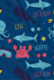 Navy Blue Ocean Creatures Patterned 70X150 Beach Towel - Cotton Bath Towel - 2