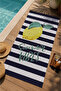 Navy Blue White Striped Lemon Text Detailed 70X150 Beach Towel - Digital Printed Fade-Resistant Bath Towel - 3
