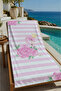 Pink and White Striped Tropical Flamingo Patterned 70X150 Beach Towel - Digital Printed Bath Towel