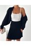 Women's Pleated Skirt Bolero Top and Bottom Knitwear Set Standard Size Sml Compatible - 2