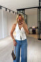 Ruffle Detailed Buttoned White Poplin Blouse