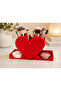 Heart Design Makeup Organizer Red 3 Compartment Desktop Organizer 22X9 cm - 2