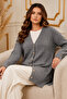 Patterned Mercerized Cardigan N3352 Gray - 2