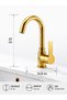 Gold Lavabo Bataryası Gold Color High Model 360 °   Swivel Spout Bathroom Faucet - 8