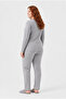 Plus Size Ribbed Seasonal Gray Pajama Set - 4