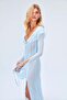 Andrina Chiffon Long Sleeve Ruffle Dress Blue - 4