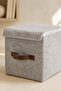 Gray Felt Lid Cube Box 25 X 25 X 25 cm – Leather Handle, Foldable, Multi-Purpose Storage and Organizer Box - 3