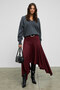 Junkit Women's Soft and Flexible Fabric Asymmetrical Long Gathered Burgundy Skirt - 2