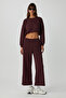 Dewanna Women's Long Sleeve Crop Burgundy Tracksuit Set - 5