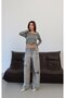 Women's Gray Laser Low Waist Reverse Belt Detailed Laser Washed Ripped Wide Leg Jean Trousers - 4
