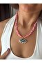 Handmade Broken Chain Eye Part Porcelain Fully Design Pink Color Necklace - 3