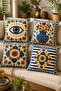 Ays Home Bohemian Evil Eye Floral Double-Sided 4-Piece Throw Pillow Cover Set 43X43 - 2