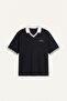 100% Cotton Boxy Fit Embroidered Polo Collar T-Shirt H4424Ax26Au