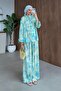 Sophia Satin Printed Mandarin Suit Mint - 4