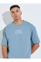 Men Blue Graphic Print Oversized T-Shirt