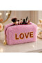 Plush Pen Holder and Makeup Bag Zippered Multi-Purpose Organizer Bag Pink