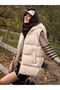 Women's Beige Hooded Regular Puffer Vest - 3