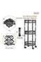 Metal Trolley 3 Tier Round shape, organizer, Foldable Metal Rolling Utility Cart Organizer - 4