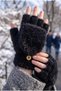 Women's Angora Knitwear Capped Cut-Out Gloves