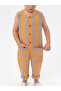 100% Cotton Orange Gray Striped Sleeveless Jumpsuit - 3