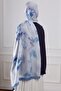 Antique Floral Patterned Soft Shawl Indigo - 6