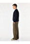 Three Threaded Ribbed Crew Neck Long Sleeve Printed Sweatshirt - 3