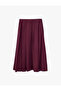 Modal Viscose Fabric Pleated Side Pockets Flared Cut Midi Skirt - 5