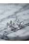 Brass silver color pearl detail flower design earrings.