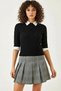 Women's Shirt Detailed Hair Braided Knitwear Black Sweater - 4