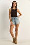 Women's Stone Embellished Crew Neck Thick Strap Ribbed Bitter Coffee Blouse - 4