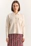 Women's Gold Button Detailed Pocketed Knitwear Cream Cardigan