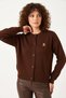 Women's Teddy Embroidered Buttoned Knitwear Bitter Brown Cardigan - 5