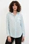Women's Oversize Single Pocket Polka Dot Blue Shirt