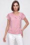 Women's Button Detailed Short Sleeve Comfortable Fit Pink Blouse - 4