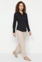 Women's Tie-Dye Detailed Waist-Fitted Cotton Shirt Dg Black - 3