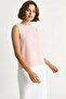 Women's Crew Neck Pink Blouse with Side Button Accessories - 4