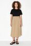 Women's Large Pocket Detailed Waist Adjustable Parachute Skirt Dress Black Beige - 7