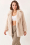 Women's Premium Faux Long Fur Beige Jacket - 3