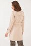 Women's Back Detailed Buckle Trench Coat Cream - 4