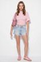 Women's Waist-Fitted Wide-Sleeve Natural Viscose Powder Blouse - 4