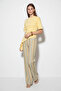 Women's Waist-Fitted Soft Textured Cotton Asymmetrical Cut Short Sleeve Lemon Yellow Blouse - 3